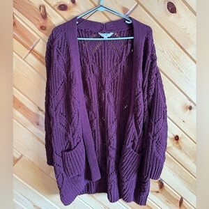✨5/$25✨ Terra & Sky Women's Plum Open-Front Cardigan